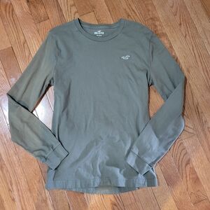 Hollister Men's Olive Green Long Sleeve Shirt